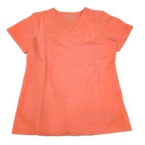 Mandala Scrub Top Women's XS One Pocket V-Neck NWT Coral Wrinkle Free